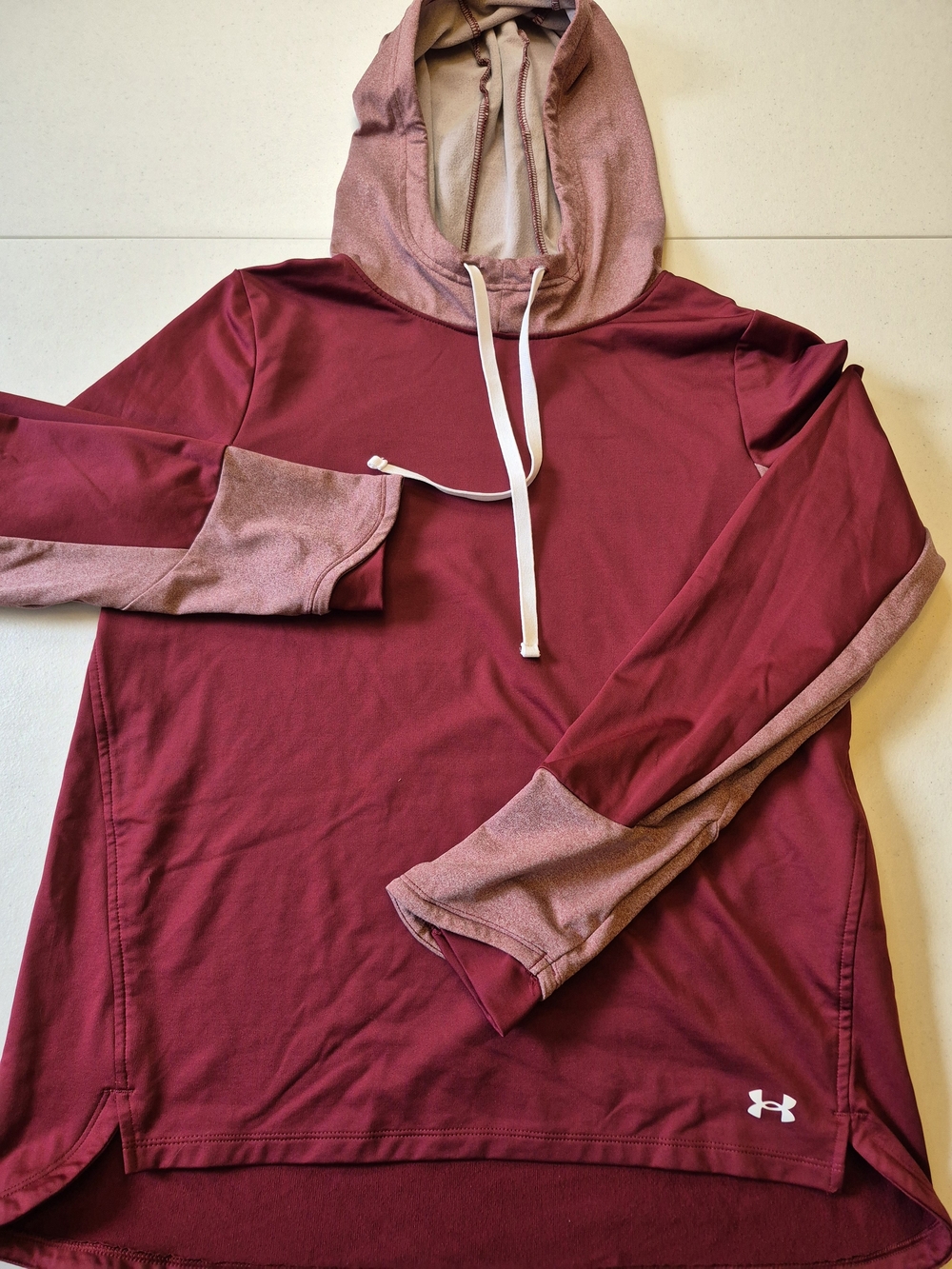 Under Armour Women's Maroon Hoodie with Heathered Rose Trim 4763